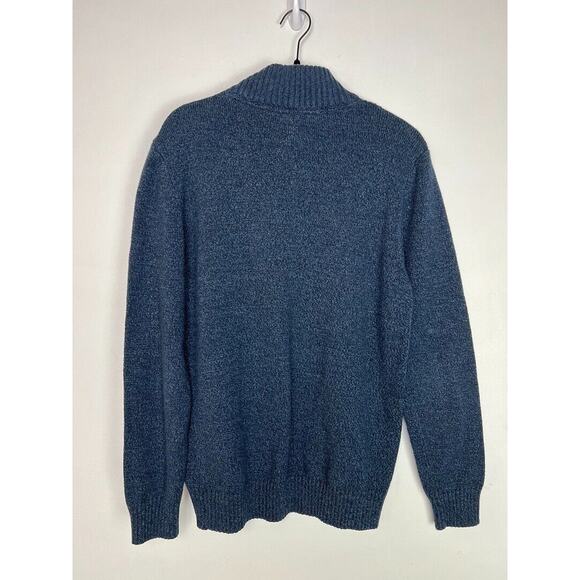 Mens Great Northwest Half-Zip Sweater M Blue Ribbed Design Warm & Stylish - Picture 2 of 3